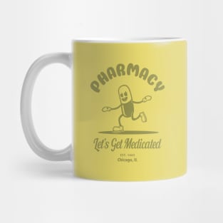 Let's Get Medicated Pharmacy Humor withe Vintage Cartoon Capsule Mug